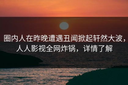 圈内人在昨晚遭遇丑闻掀起轩然大波，人人影视全网炸锅，详情了解