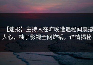 【速报】主持人在昨晚遭遇秘闻震撼人心，柚子影视全网炸锅，详情揭秘