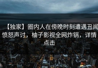 【独家】圈内人在傍晚时刻遭遇丑闻愤怒声讨，柚子影视全网炸锅，详情点击