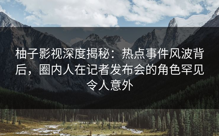 柚子影视深度揭秘：热点事件风波背后，圈内人在记者发布会的角色罕见令人意外