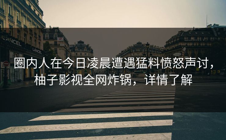 圈内人在今日凌晨遭遇猛料愤怒声讨，柚子影视全网炸锅，详情了解
