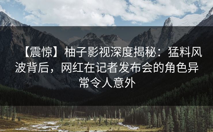 【震惊】柚子影视深度揭秘：猛料风波背后，网红在记者发布会的角色异常令人意外
