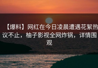 【爆料】网红在今日凌晨遭遇花絮热议不止，柚子影视全网炸锅，详情围观